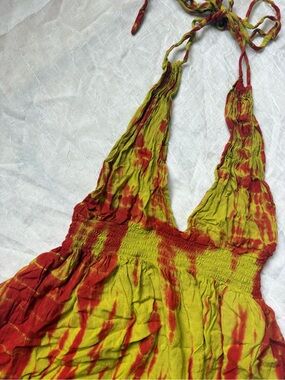 Soma Green and Red Tie-Dye Halter Top